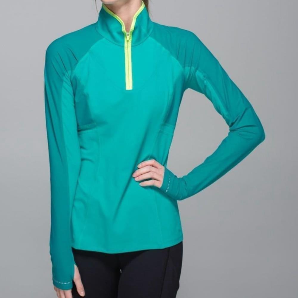 Lululemon Trail Bound 1/2 Zip Blue Tropics Long Sleeve Size 8